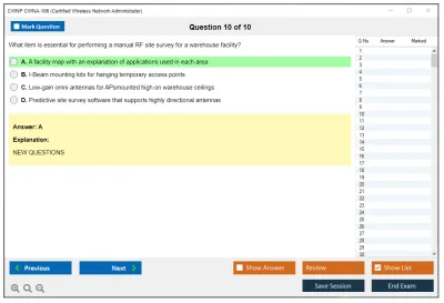 CWNP CWNA-106 Certified Wireless Network Administrator Practice test exam simulator test engine exam Prep practice test questions answers Image 10