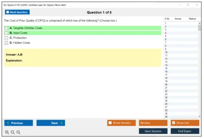 Six Sigma ICYB IASSC Certified Lean Six Sigma Yellow Belt Practice test exam simulator test engine exam Prep practice test questions answers Image 1