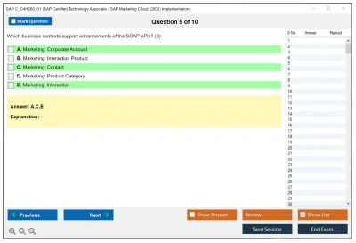SAP C_C4H260_01 SAP Certified Technology - SAP Marketing Cloud (2002) Implementation Practice test exam simulator test engine exam Prep practice test questions answers Image 5
