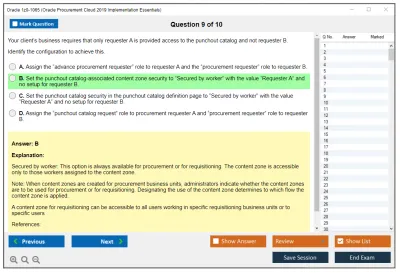 Oracle 1z0-1065 Oracle Procurement Cloud 2019 Implementation Essentials Practice test exam simulator test engine exam Prep practice test questions answers Image 9