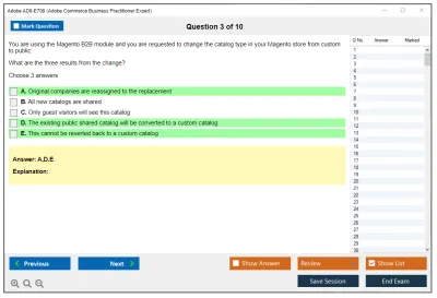 Adobe AD0-E708 Adobe Commerce Business Practitioner Expert Practice test exam simulator test engine exam Prep practice test questions answers Image 3