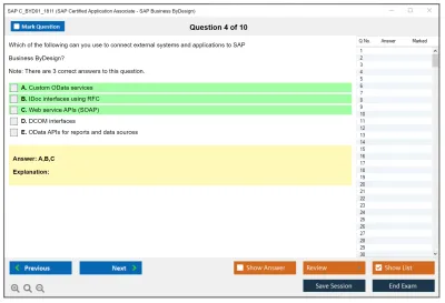 SAP C_BYD01_1811 SAP Certified Application Associate - SAP Business ByDesign Practice test exam simulator test engine exam Prep practice test questions answers Image 4