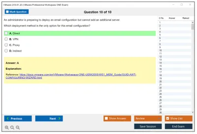 VMware 2V0-61.20 VMware Professional Workspace ONE Exam Practice test exam simulator test engine exam Prep practice test questions answers Image 10