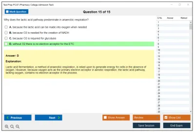 Test Prep PCAT Pharmacy College Admission Test Practice test exam simulator test engine exam Prep practice test questions answers Image 15