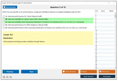 Oracle 1z0-070 Oracle Exadata X5 Administration Practice test exam simulator test engine exam Prep practice test questions answers Image 5