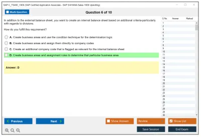 SAP C_TS460_1909 SAP Certified Application Associate - SAP S/4HANA Sales 1909 Upskilling Practice test exam simulator test engine exam Prep practice test questions answers Image 6