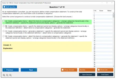 Oracle 1z0-1049-22 Oracle Compensation Cloud 2022 Implementation Professional Practice test exam simulator test engine exam Prep practice test questions answers Image 7