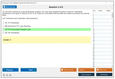 ECCouncil 212-82 Certified Cybersecurity Technician (CCT) Practice test exam simulator test engine exam Prep practice test questions answers Image 5