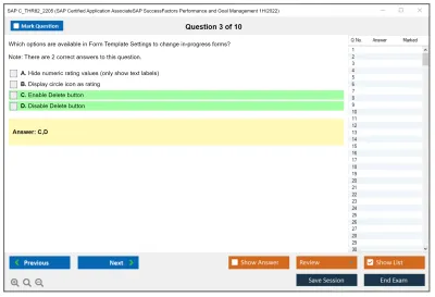 SAP C_THR82_2205 SAP Certified Application AssociateSAP SuccessFactors Performance and Goal Management 1H/2022 Practice test exam simulator test engine exam Prep practice test questions answers Image 3