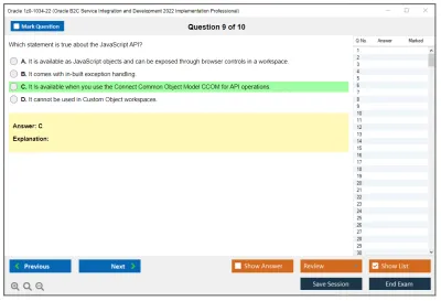 Oracle 1z0-1034-22 Oracle B2C Service Integration and Development 2022 Implementation Professional Practice test exam simulator test engine exam Prep practice test questions answers Image 9