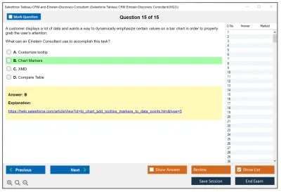 Salesforce Tableau-CRM-and-Einstein-Discovery-Consultant Salesforce Tableau CRM Einstein Discovery Consultant Practice test exam simulator test engine exam Prep practice test questions answers Image 15
