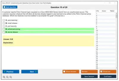 Cisco 350-601 Implementing Cisco Data Center Core Technologies (350-601 DCCOR) Practice test exam simulator test engine exam Prep practice test questions answers Image 10