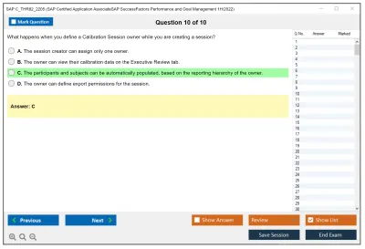 SAP C_THR82_2205 SAP Certified Application AssociateSAP SuccessFactors Performance and Goal Management 1H/2022 Practice test exam simulator test engine exam Prep practice test questions answers Image 10