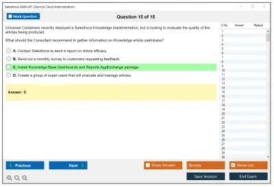 Salesforce ADM-261 Salesforce Service Cloud Administration Practice test exam simulator test engine exam Prep practice test questions answers Image 15