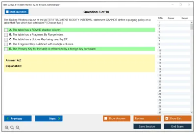 IBM C2090-619 IBM Informix 12.10 System Administrator Practice test exam simulator test engine exam Prep practice test questions answers Image 3