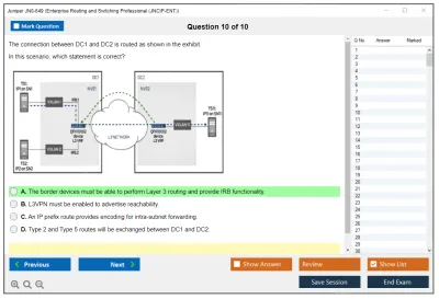 Juniper JN0-649 Enterprise Routing and Switching Professional (JNCIP-ENT) Practice test exam simulator test engine exam Prep practice test questions answers Image 10