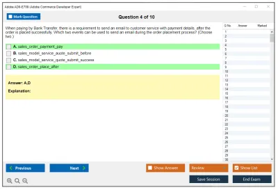 Adobe AD0-E709 Adobe Commerce Developer Expert Practice test exam simulator test engine exam Prep practice test questions answers Image 4