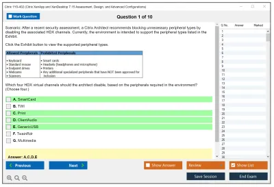 Citrix 1Y0-402 Citrix XenApp and XenDesktop 7.15 Assessment, Design, and Advanced Configurations Practice test exam simulator test engine exam Prep practice test questions answers Image 1