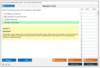 IIA IIA-CIA-Part4 Certified Internal Auditor - Part 4, Business Management Skills Practice test exam simulator test engine exam Prep practice test questions answers Image 9