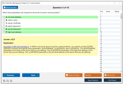 IBM C1000-082 IBM Spectrum Protect V8.1.9 Administration Practice test exam simulator test engine exam Prep practice test questions answers Image 5