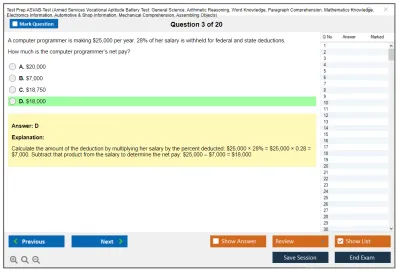 Test Prep ASVAB-Test Armed Services Vocational Aptitude Battery Test: General Science, Arithmetic Reasoning, Word Knowledge, Paragraph Comprehension, Mathematics Knowledge, Electronics Information, Automotive & Shop Information, Mechanical Comprehension, Assembling Objects Practice test exam simulator test engine exam Prep practice test questions answers Image 3