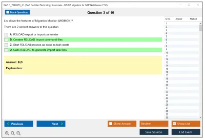 SAP C_TADM70_21 SAP Certified Technology Associate - OS/DB Migration for SAP NetWeaver 7.52 Practice test exam simulator test engine exam Prep practice test questions answers Image 3