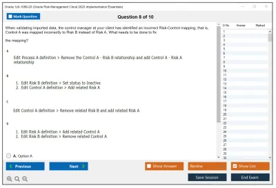 Oracle 1z0-1058-20 Oracle Risk Management Cloud 2020 Implementation Essentials Practice test exam simulator test engine exam Prep practice test questions answers Image 8