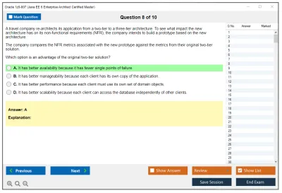 Oracle 1z0-807 Java EE 6 Enterprise Architect Certified Master Practice test exam simulator test engine exam Prep practice test questions answers Image 8