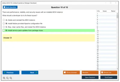 Adobe AD0-E103 Adobe Experience Manager Developer Practice test exam simulator test engine exam Prep practice test questions answers Image 10