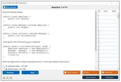 Oracle 1z0-808 Java SE 8 Programmer I Practice test exam simulator test engine exam Prep practice test questions answers Image 7