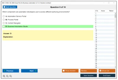 IBM C1000-148 IBM Cloud Pak for Business Automation v21.0.3 Solution Architect Practice test exam simulator test engine exam Prep practice test questions answers Image 9