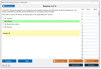EMC E20-593 Backup &amp; Recovery Implementation Practice test exam simulator test engine exam Prep practice test questions answers Image 4