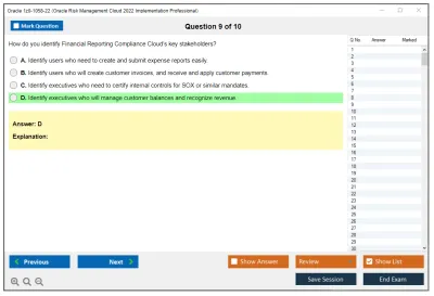 Oracle 1z0-1058-22 Oracle Risk Management Cloud 2022 Implementation Professional Practice test exam simulator test engine exam Prep practice test questions answers Image 9