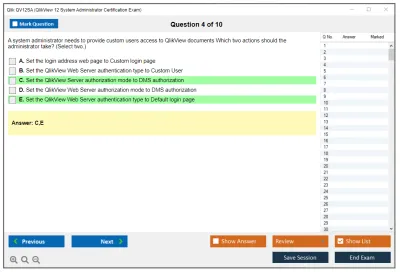 Qlik QV12SA QlikView 12 System Administrator Certification Exam Practice test exam simulator test engine exam Prep practice test questions answers Image 4