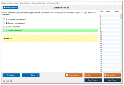 Salesforce Customer-Data-Platform Salesforce Customer Data Platform (CDP) Practice test exam simulator test engine exam Prep practice test questions answers Image 8