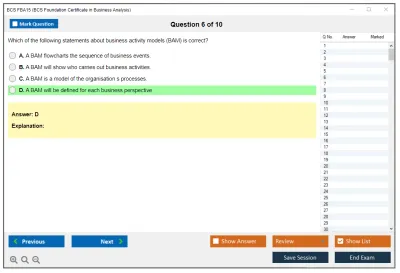 BCS FBA15 BCS Foundation Certificate in Business Analysis Practice test exam simulator test engine exam Prep practice test questions answers Image 6