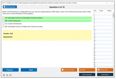 SAP C_THR96_2211 SAP Certified Application AssociateSAP SuccessFactors Workforce Analytics Technical Consultant 1H/2022 Practice test exam simulator test engine exam Prep practice test questions answers Image 4