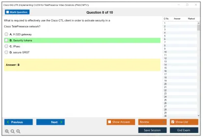 Cisco 642-278 Implementing CUCM for TelePresence Video Solutions (PAIUCMTV) Practice test exam simulator test engine exam Prep practice test questions answers Image 8