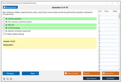 Cisco 100-890 Supporting Cisco Collaboration Devices (CLTECH) Practice test exam simulator test engine exam Prep practice test questions answers Image 5