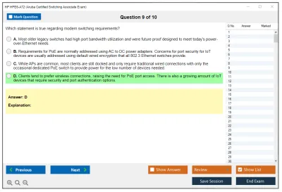 HP HPE6-A72 Aruba Certified Switching Associate Exam Practice test exam simulator test engine exam Prep practice test questions answers Image 9