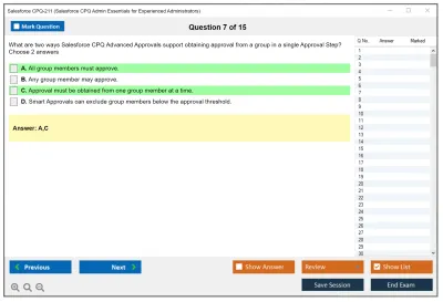 Salesforce CPQ-211 Salesforce CPQ Admin Essentials for Experienced Administrators Practice test exam simulator test engine exam Prep practice test questions answers Image 7