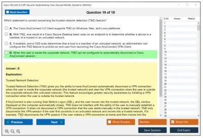 Cisco 300-209 CCNP Security Implementing Cisco Secure Mobility Solutions (SIMOS) Practice test exam simulator test engine exam Prep practice test questions answers Image 19