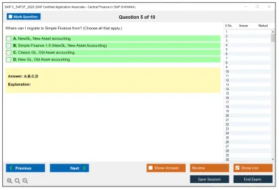 SAP C_S4FCF_2020 SAP Certified Application Associate - Central Finance in SAP S/4HANA Practice test exam simulator test engine exam Prep practice test questions answers Image 5
