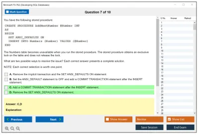 Microsoft 70-762 Developing SQL Databases Practice test exam simulator test engine exam Prep practice test questions answers Image 7
