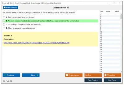 Oracle 1z0-1054-21 Oracle Financials Cloud: General Ledger 2021 Implementation Essentials Practice test exam simulator test engine exam Prep practice test questions answers Image 9