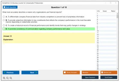 WorldatWork C8 Business Acumen for Compensation Professional Practice test exam simulator test engine exam Prep practice test questions answers Image 1