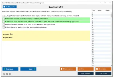 Cisco 700-302 Advanced Borderless Network Architecture Field Engineer Practice test exam simulator test engine exam Prep practice test questions answers Image 5