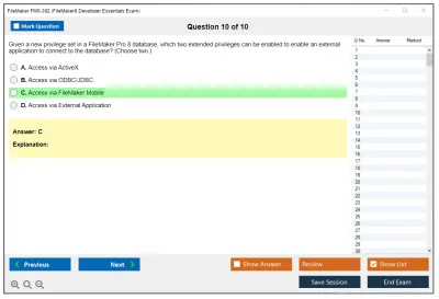 FileMaker FM0-302 FileMaker8 Developer Essentials Exam Practice test exam simulator test engine exam Prep practice test questions answers Image 10