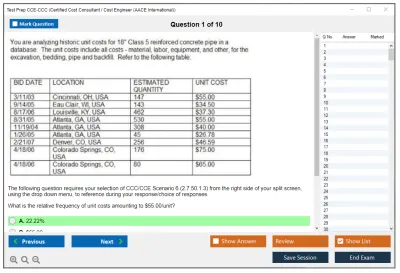 Test Prep CCE-CCC Certified Cost Consultant / Cost Engineer (AACE International) Practice test exam simulator test engine exam Prep practice test questions answers Image 1