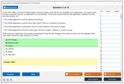 Oracle 1z0-441 Oracle Mobile Development 2015 Essentials Practice test exam simulator test engine exam Prep practice test questions answers Image 5